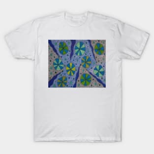 Icy Blue and Gray Abstract T-Shirt